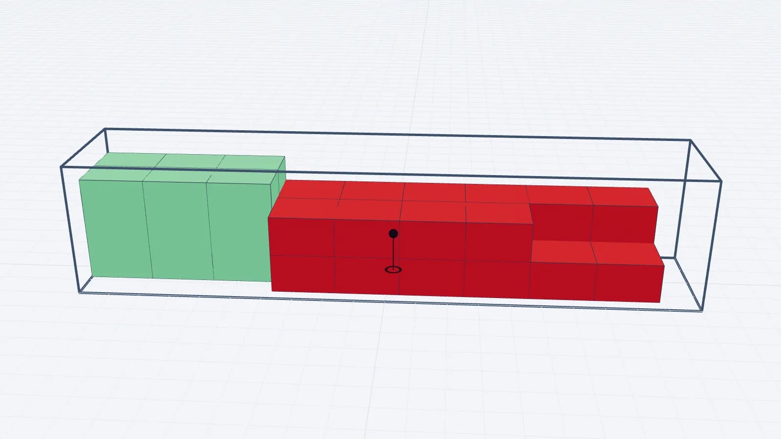 3D load plan of a 40' high cube reefer with stacked apple bins and pallets of lettuce crates