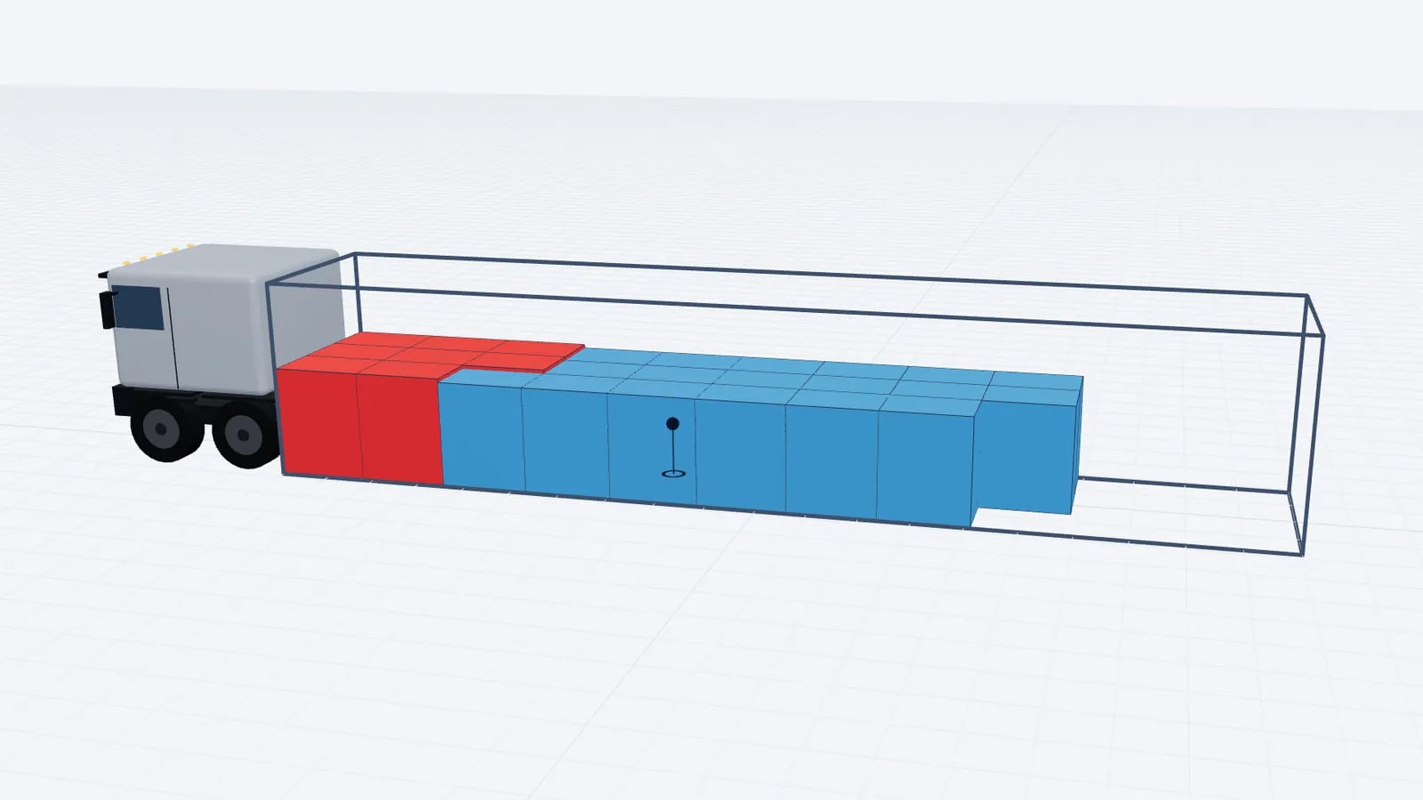 Curtainsider trailer in 3D loaded with single-stacked Euro pallets of water and soft drinks