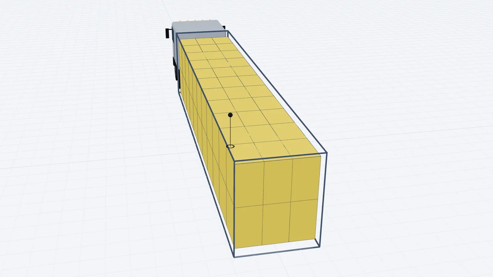 Mega trailer in 3D with 66 light pallets double stacked along the full length
