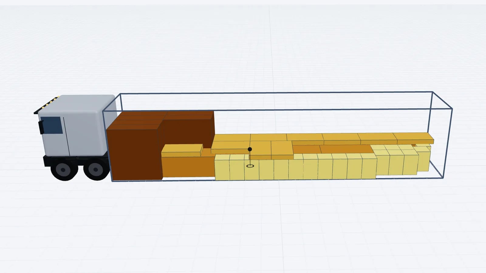 Mega trailer in 3D loaded with sofas, wardrobes, tables and chair boxes
