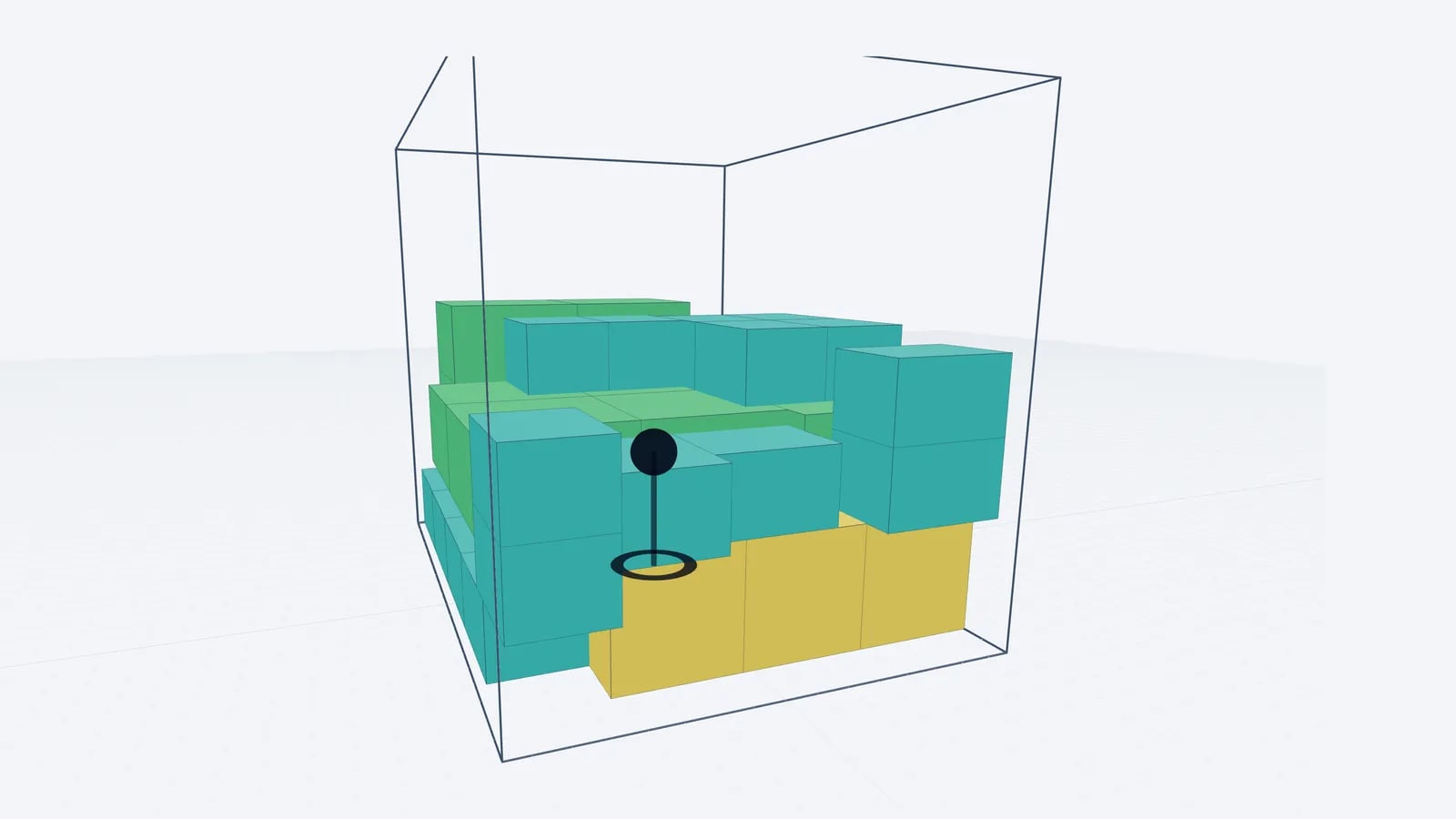 LD3 air container in 3D packed with cartons in three sizes