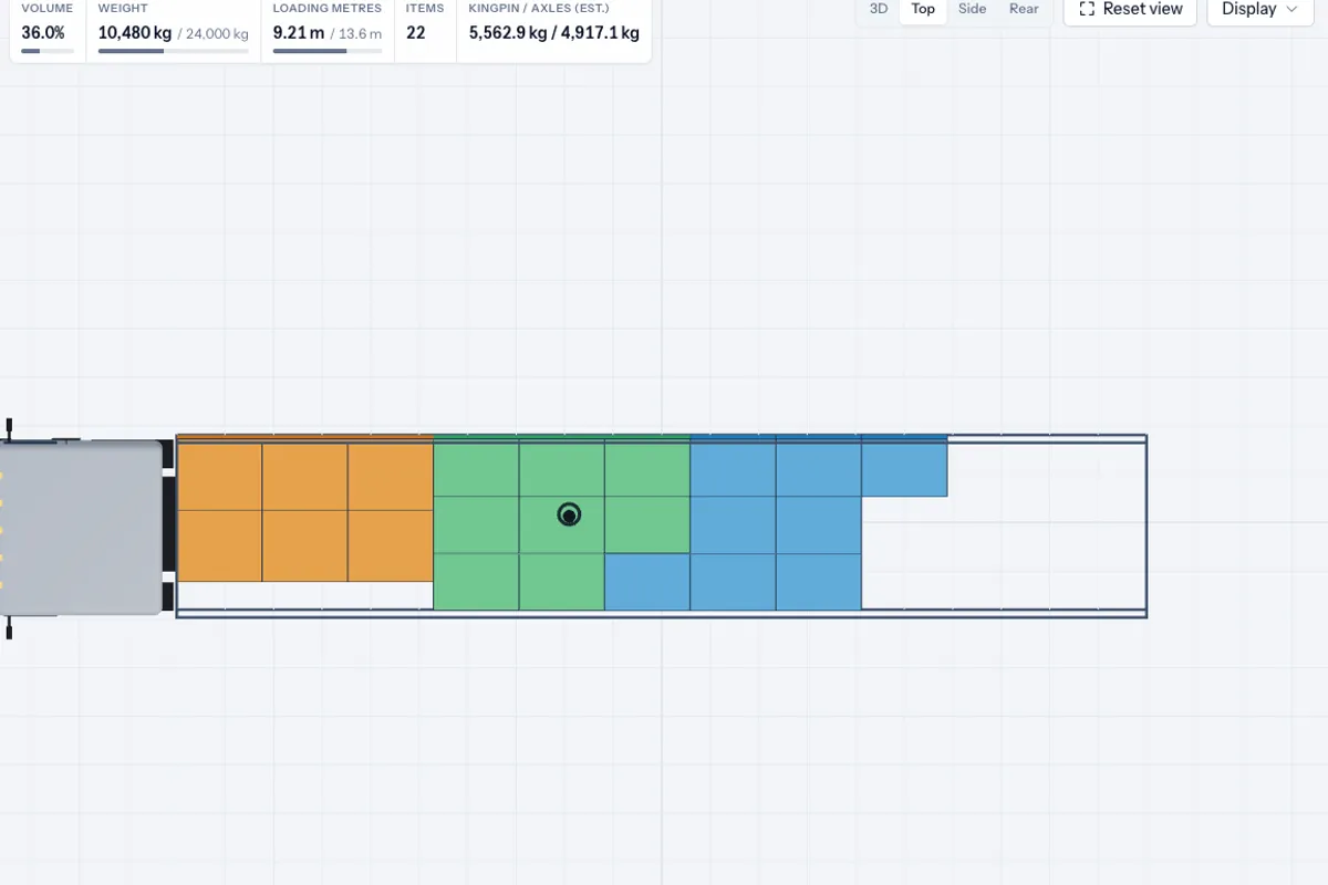 A load coloured by delivery stop