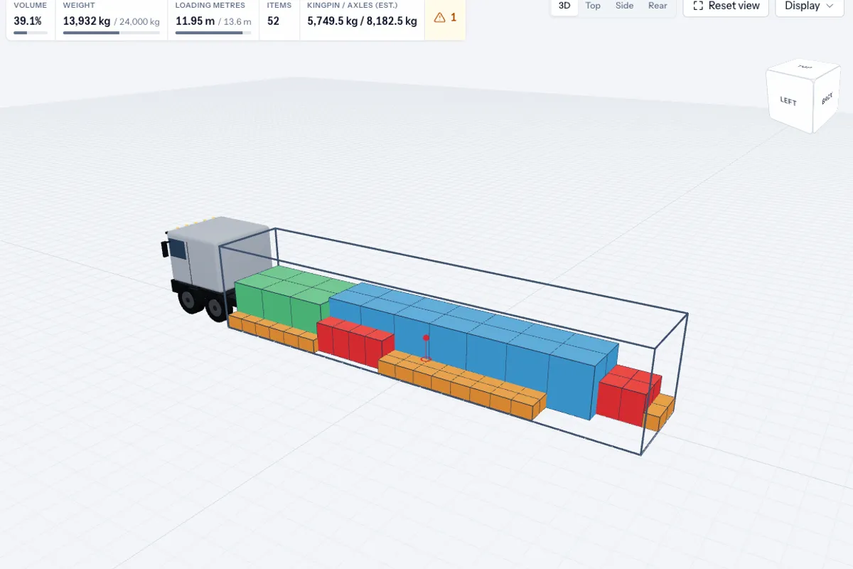 An optimized semitrailer load in 3D